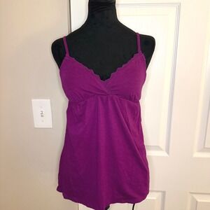 Women's Y2K Victoria Secret Purple V Neck Tank Top Lace Bra Top VTG Size XS